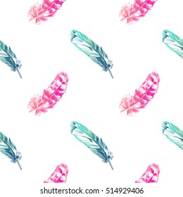 seamless pattern with hand-drawn feathers