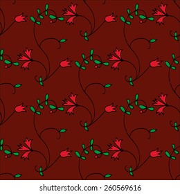 Seamless pattern with hand-drawn flowers