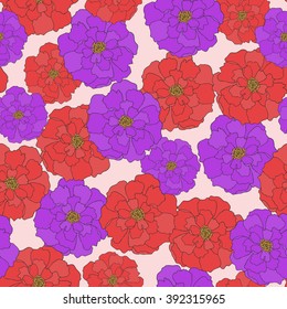 Seamless pattern with hand-drawn flowers. 