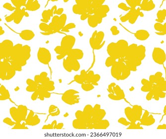 Seamless pattern with hand-drawn flowers. Floral background in pastel colors for the design of clothing, textiles, promotional materials, covers and more. Vector illustration