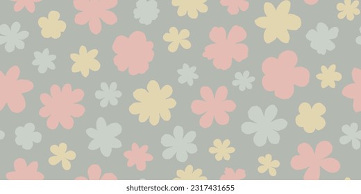 Patrón sin fisuras con flores dibujadas a mano.Fondo floral en colores pastel para el diseño de ropa, textiles, materiales promocionales, cubiertas y más.Ilustración vectorial