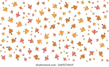 Padrão contínuo de pássaros voadores desenhados à mão com textura aquarela em um fundo branco.