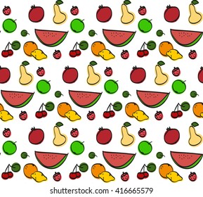 seamless pattern with hand-drawn fruit