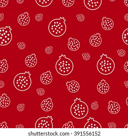 Seamless pattern with hand-drawn half of pomegranate.