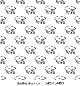 Seamless pattern Handdrawn hat doodle icon. Hand drawn black sketch. Sign symbol. Decoration element. White background. Isolated. Flat design. Vector illustration.