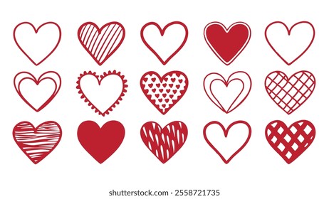 Seamless Pattern of Hand-Drawn Hearts