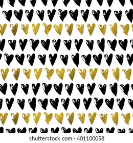 Seamless pattern with handdrawn hearts. Background for your design, for print, posters, cards, invitations etc.