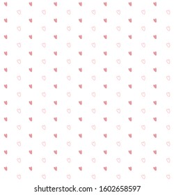 Seamless pattern with hand-drawn hearts. Pink and White sketchy background for wrapping paper, fabrics, wallpapers, postcards and other textile product.Valentine's day concept.