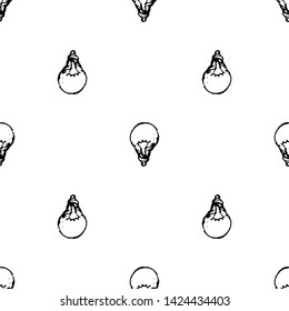 Seamless pattern Handdrawn idea lamp doodle icon. Hand drawn black sketch. Sign symbol. Decoration element. White background. Isolated. Flat design. Vector illustration.