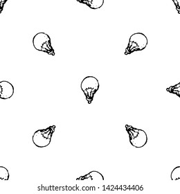 Seamless pattern Handdrawn idea lamp doodle icon. Hand drawn black sketch. Sign symbol. Decoration element. White background. Isolated. Flat design. Vector illustration.