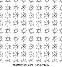 Seamless pattern with hand-drawn ink flowers. Black and white floral pattern