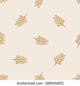 Seamless pattern with hand-drawn leaves