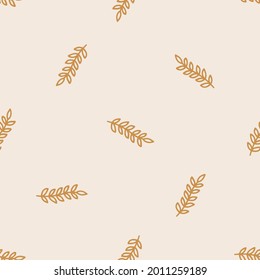 Seamless pattern with hand-drawn leaves