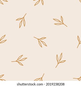 Seamless pattern with hand-drawn leaves