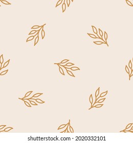 Seamless pattern with hand-drawn leaves
