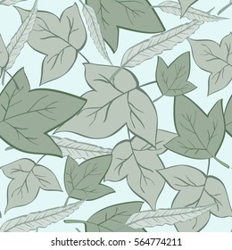 Seamless pattern with hand-drawn leaves
