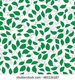 Seamless pattern with hand-drawn leaves. No background