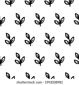 Seamless pattern with hand-drawn leaves. Vector illustration