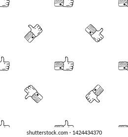 Seamless pattern Handdrawn like doodle icon. Hand drawn black sketch. Sign symbol. Decoration element. White background. Isolated. Flat design. Vector illustration.