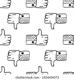 Seamless pattern Handdrawn like doodle icon. Hand drawn black sketch. Sign symbol. Decoration element. White background. Isolated. Flat design. Vector illustration.