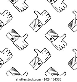 Seamless pattern Handdrawn like doodle icon. Hand drawn black sketch. Sign symbol. Decoration element. White background. Isolated. Flat design. Vector illustration.