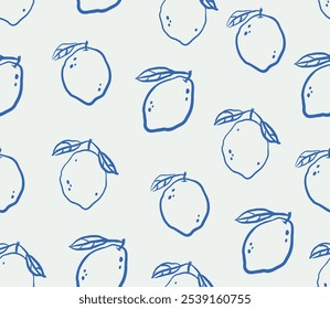 Padrão contínuo de limes desenhados à mão. Ilustração em vetor.