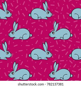 Seamless pattern with hand-drawn lovely hares.