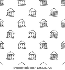 Seamless pattern Handdrawn municipality doodle icon. Hand drawn black sketch. Sign symbol. Decoration element. White background. Isolated. Flat design. Vector illustration.