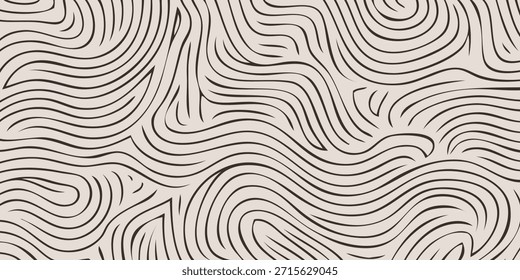 A seamless pattern of hand-drawn, organic, wavy lines in dark gray on a light beige background, creating a textured, abstract design.