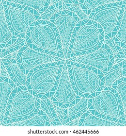 Seamless pattern of hand-drawn and painted mandalas. Vector graphics.