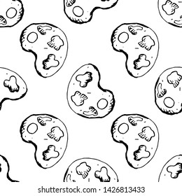 Seamless pattern Handdrawn palette doodle icon. Hand drawn black sketch. Sign symbol. Decoration element. White background. Isolated. Flat design. Vector illustration.