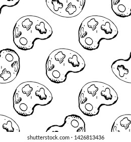 Seamless pattern Handdrawn palette doodle icon. Hand drawn black sketch. Sign symbol. Decoration element. White background. Isolated. Flat design. Vector illustration.