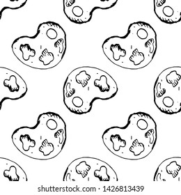 Seamless pattern Handdrawn palette doodle icon. Hand drawn black sketch. Sign symbol. Decoration element. White background. Isolated. Flat design. Vector illustration.