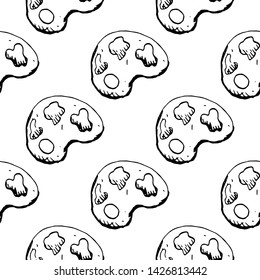 Seamless pattern Handdrawn palette doodle icon. Hand drawn black sketch. Sign symbol. Decoration element. White background. Isolated. Flat design. Vector illustration.