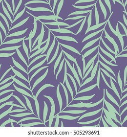 Seamless pattern with hand-drawn palm leaves. Tropical jungle background