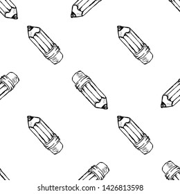 Seamless pattern Handdrawn pencil doodle icon. Hand drawn black sketch. Sign symbol. Decoration element. White background. Isolated. Flat design. Vector illustration.