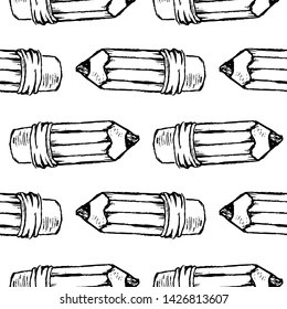 Seamless pattern Handdrawn pencil doodle icon. Hand drawn black sketch. Sign symbol. Decoration element. White background. Isolated. Flat design. Vector illustration.