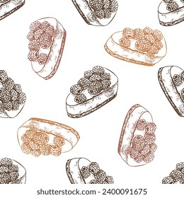 Seamless pattern of hand-drawn piece cheesecake with blackberries. Vector illustration of baking. Homemade bakery drawing. Food for Thanksgiving, Christmas.