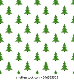 Seamless pattern with hand-drawn pine trees by marker. Vector illustration