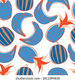 patrón ininterrumpido de piña de piña de banana de la sandía de la fruta. diseño creativo para papel pintado, textil, tela, estacionario. ilustración vectorial. patrón sin costuras vectorial.