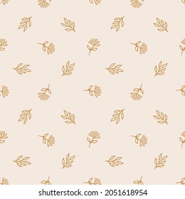 Seamless pattern with hand-drawn plants
