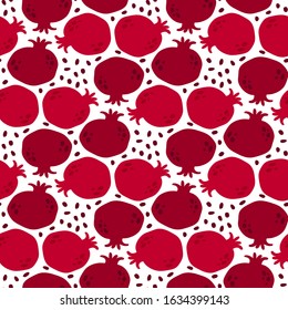 Seamless pattern with hand-drawn pomegranate