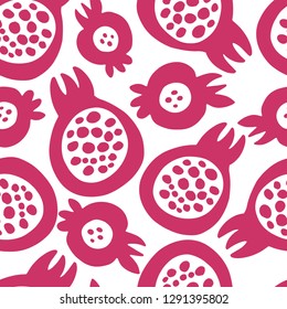 Seamless pattern with handdrawn pomegranate fruits. Can be used for textile, clothing, wrb, scrapbooking, wallpaper