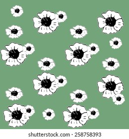 Seamless pattern with hand-drawn poppy flowers