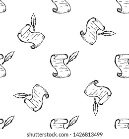 Seamless pattern Handdrawn scroll doodle icon. Hand drawn black sketch. Sign symbol. Decoration element. White background. Isolated. Flat design. Vector illustration.