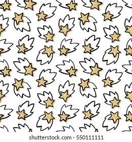 Seamless pattern with hand-drawn shooting stars