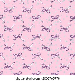Nahtloses Muster mit handgezeichneter Skizze süßer Lavendel-Blumensträuße. Frankreich Provence Retro-Stil für romantisches Design-Konzept, rustikales digitales Papier. Naturlavander Vintage Vektorgrafik
