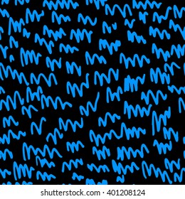 Seamless pattern with hand-drawn sketch wavy lines.
