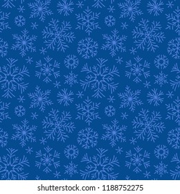 Seamless pattern with hand-drawn snowflakes 