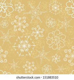Seamless pattern with hand-drawn snowflakes
